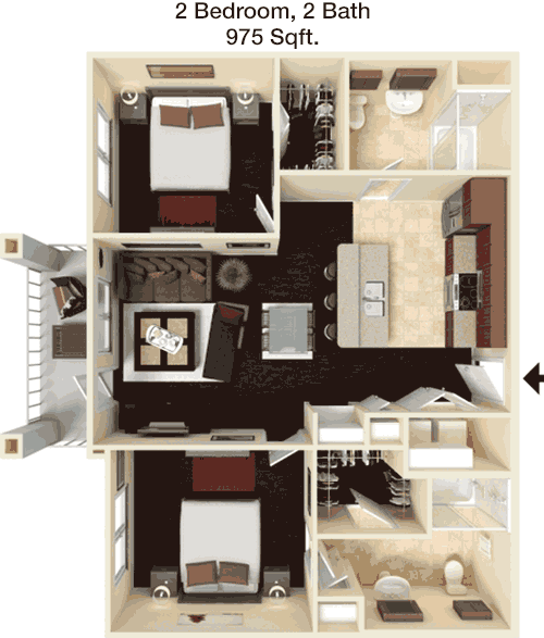 975 sq ft floorplan layout