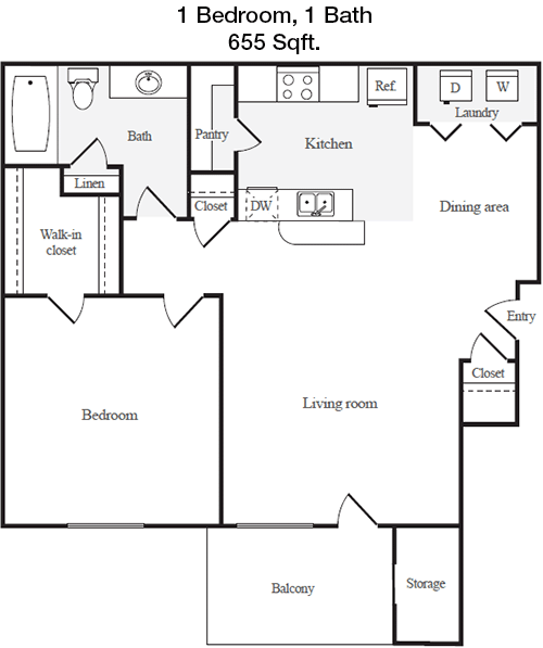 655 sq ft floorplan layout