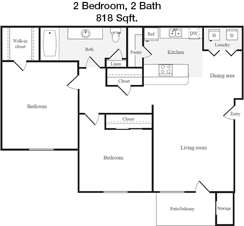 818 sq ft floorplan layout