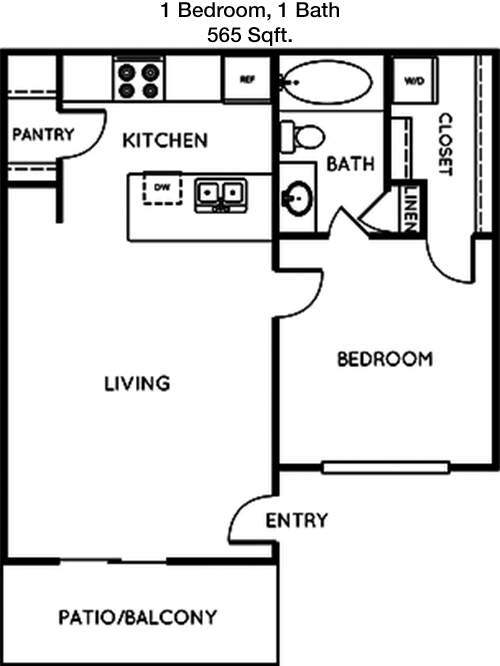 565 sq ft floorplan layout