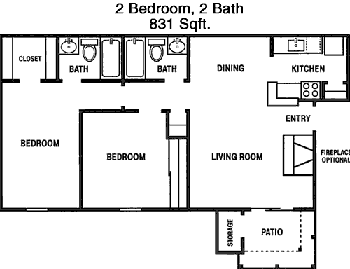 831 sq ft floorplan layout