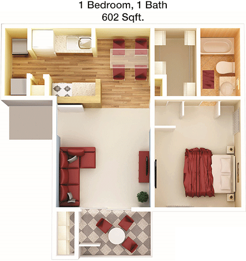 602 sq ft floorplan layout