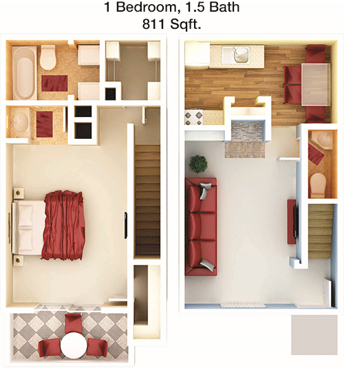 811 sq ft floorplan layout