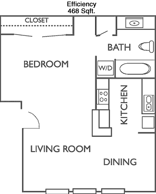 468 sq ft floorplan layout