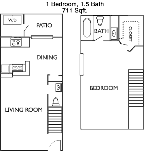 711 sq ft floorplan layout