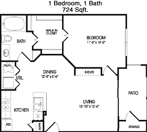 724 sq ft floorplan layout