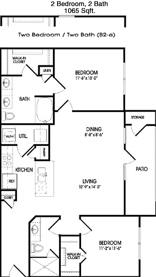 1,065 sq ft floorplan layout