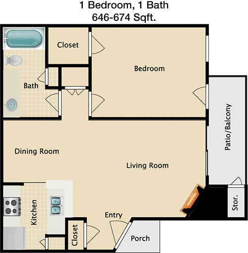 646 sq ft floorplan layout