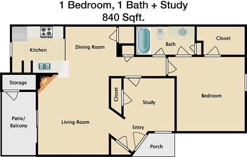 840 sq ft floorplan layout