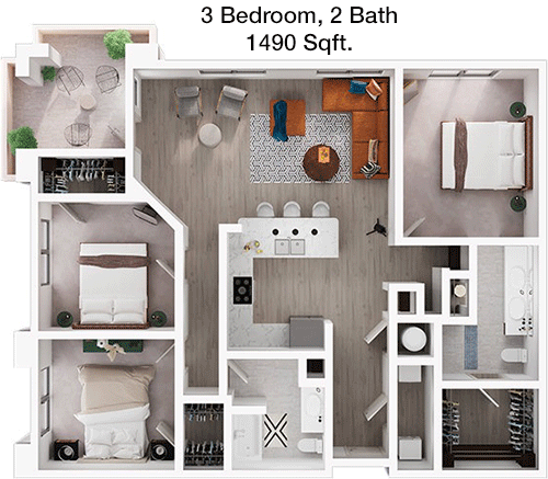 1,490 sq ft floorplan layout