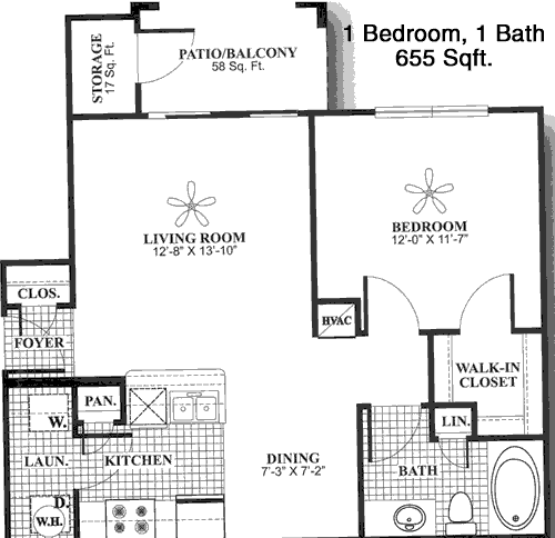 655 sq ft floorplan layout