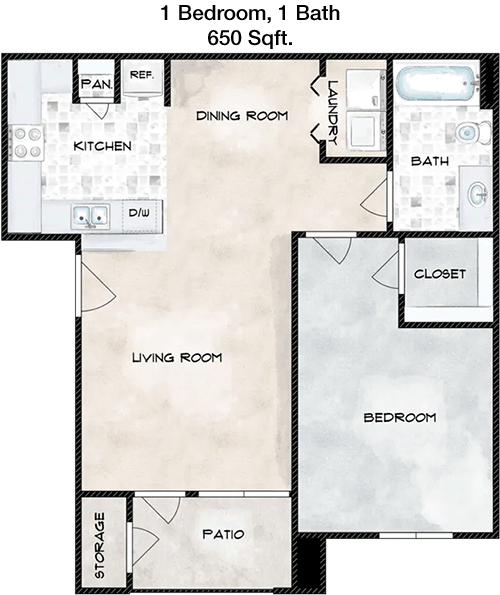 650 sq ft floorplan layout