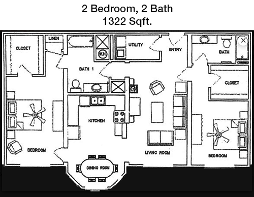 1,322 sq ft floorplan layout