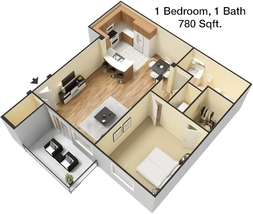 780 sq ft floorplan layout