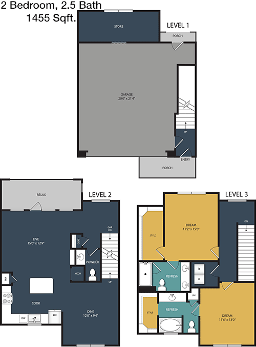 1,455 sq ft floorplan layout