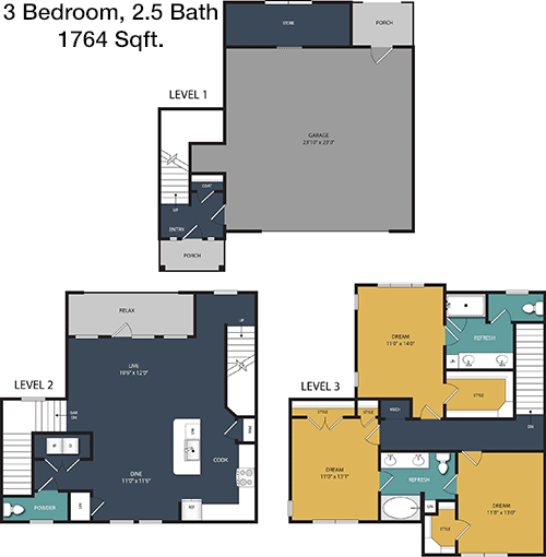 1,764 sq ft floorplan layout