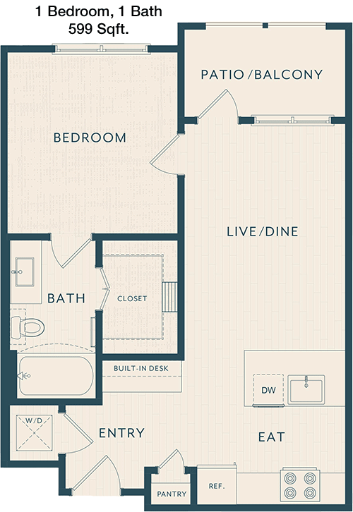 599 sq ft floorplan layout