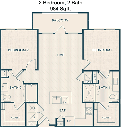 984 sq ft floorplan layout