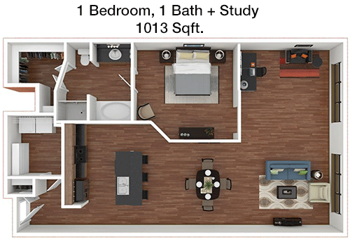 1,013 sq ft floorplan layout