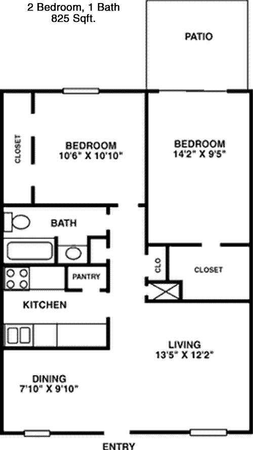 825 sq ft floorplan layout