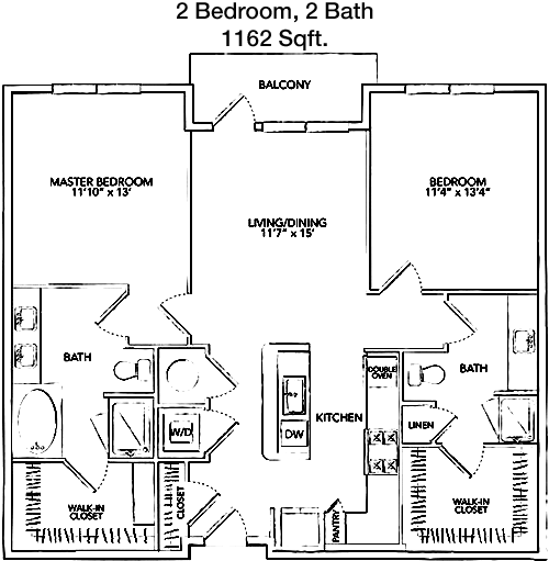 1,162 sq ft floorplan layout