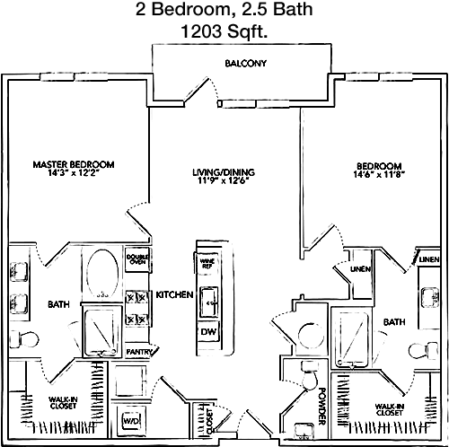 1,203 sq ft floorplan layout
