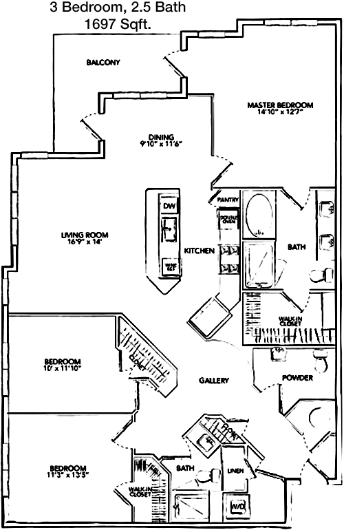 1,697 sq ft floorplan layout