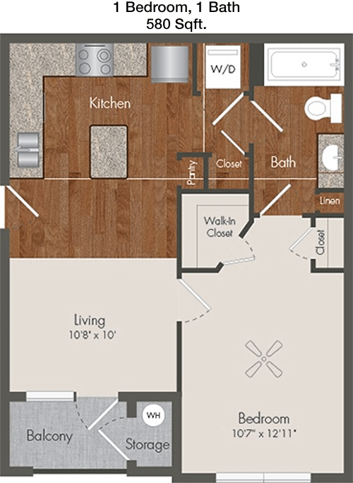 580 sq ft floorplan layout