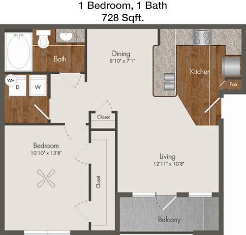 728 sq ft floorplan layout