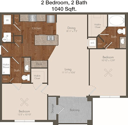 1,040 sq ft floorplan layout