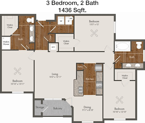 1,436 sq ft floorplan layout
