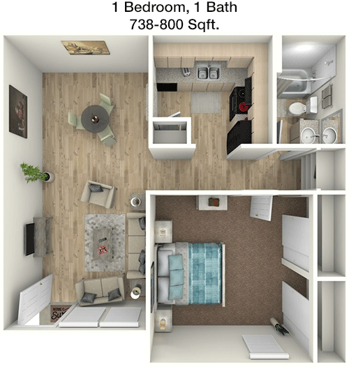 738 sq ft floorplan layout