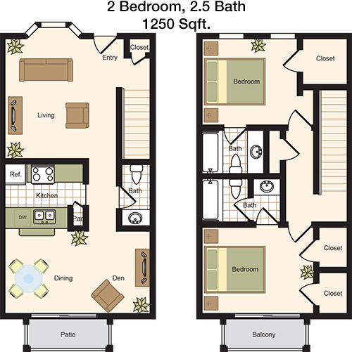 1,250 sq ft floorplan layout