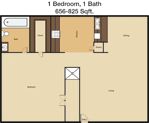 656 sq ft floorplan layout
