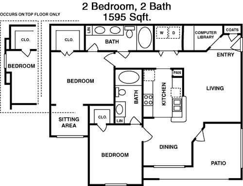 1,595 sq ft floorplan layout