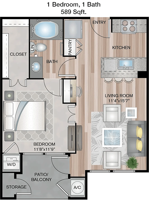 589 sq ft floorplan layout