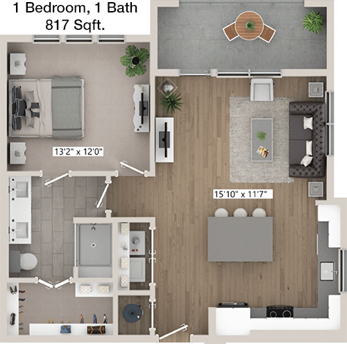 817 sq ft floorplan layout