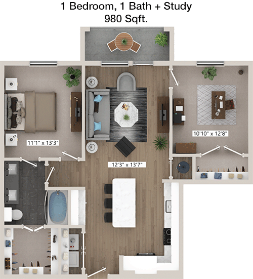 980 sq ft floorplan layout