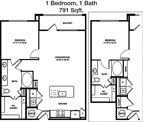791 sq ft floorplan layout