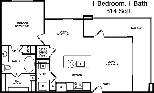814 sq ft floorplan layout