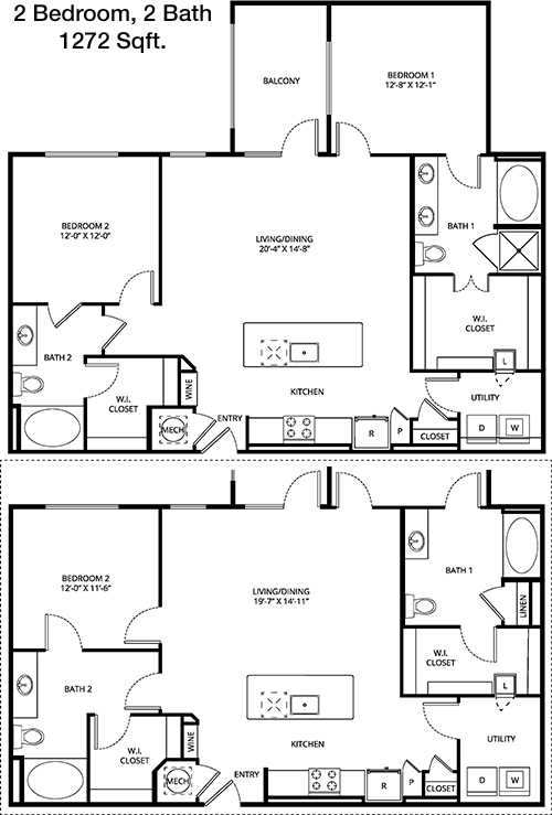 1,272 sq ft floorplan layout