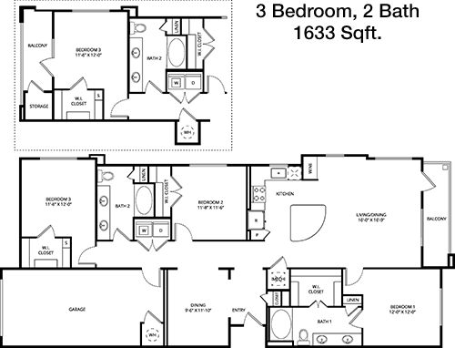 1,633 sq ft floorplan layout