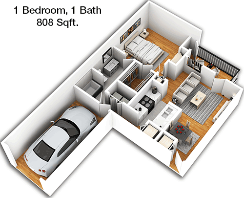 808 sq ft floorplan layout