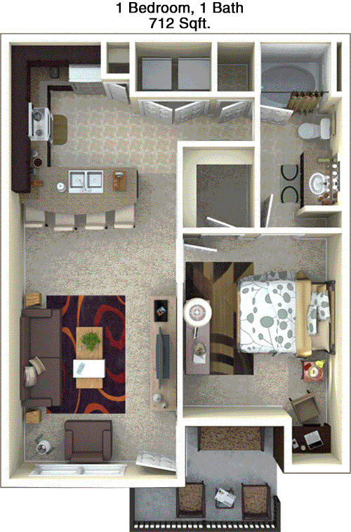712 sq ft floorplan layout