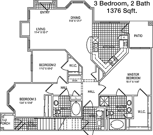 1,376 sq ft floorplan layout