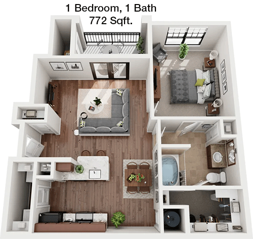 772 sq ft floorplan layout