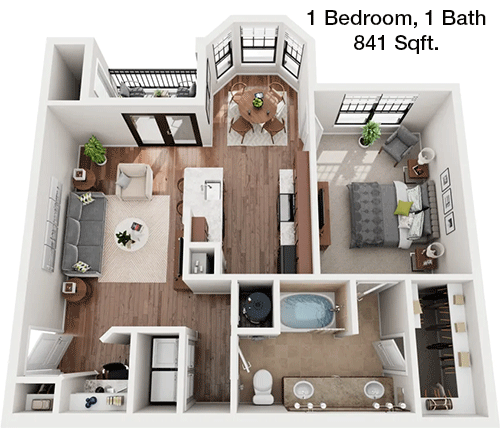 841 sq ft floorplan layout