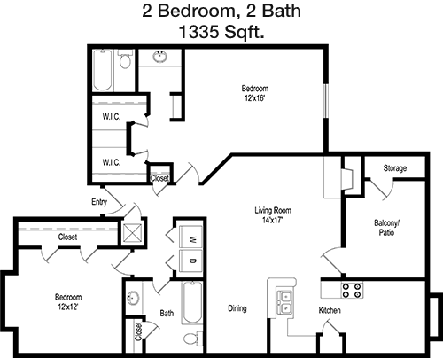 1,335 sq ft floorplan layout