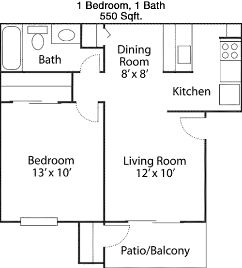 550 sq ft floorplan layout