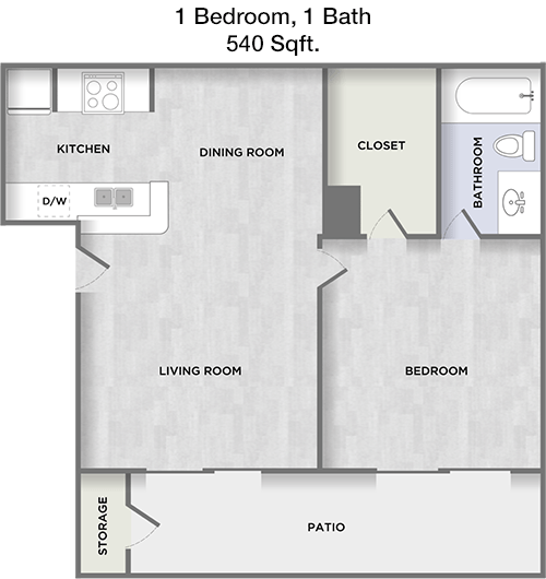 540 sq ft floorplan layout